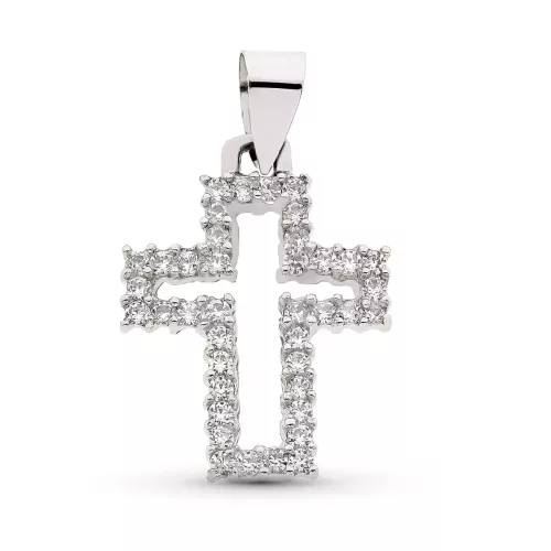 18K CRUZ ORO BLANCO CON CIRCONITA 23X17 MM 2