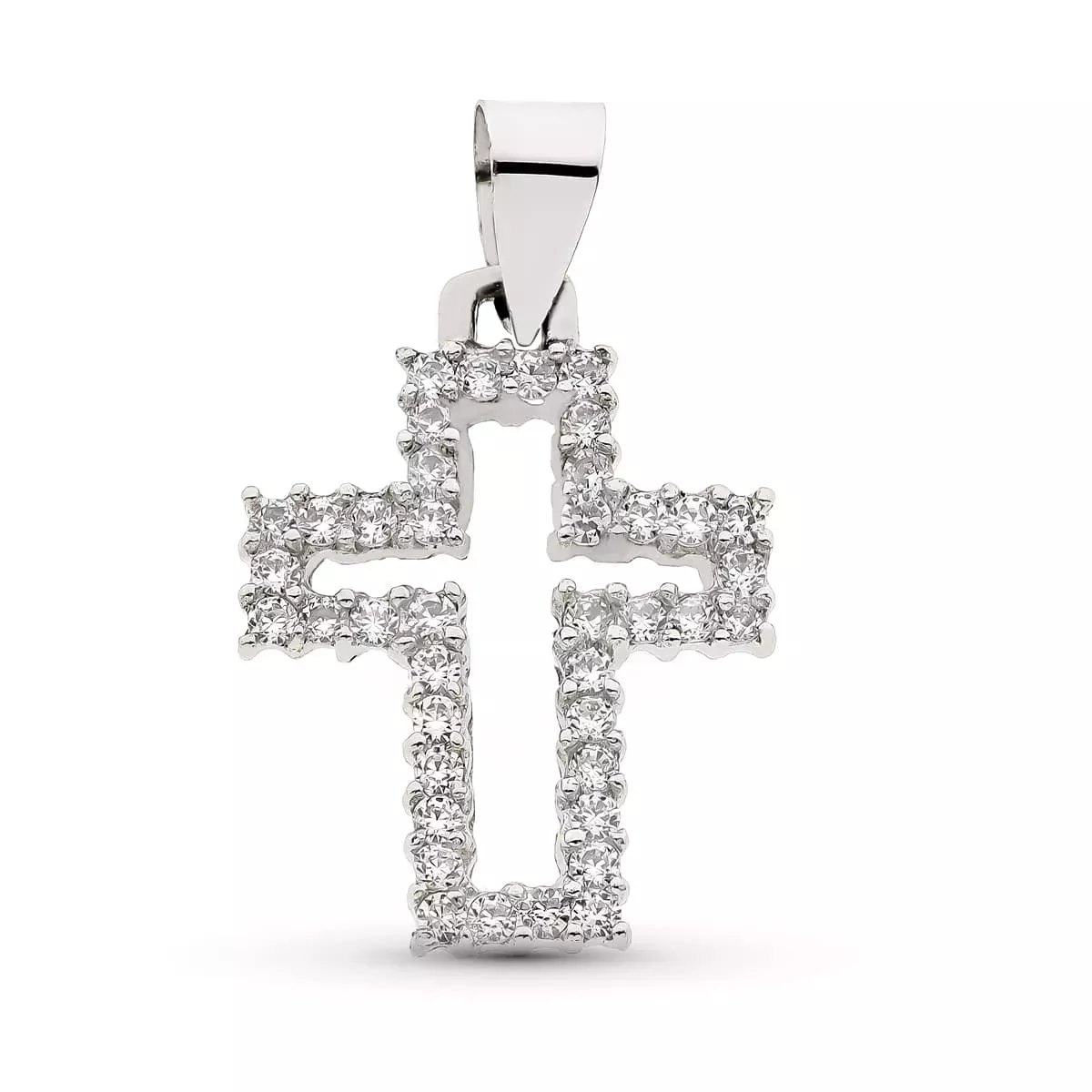 18K CRUZ ORO BLANCO CON CIRCONITA 23X17 MM 2