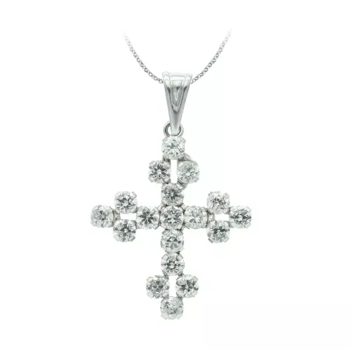 18K CRUZ ORO BLANCO CON CIRCONITA 25X20 MM 1