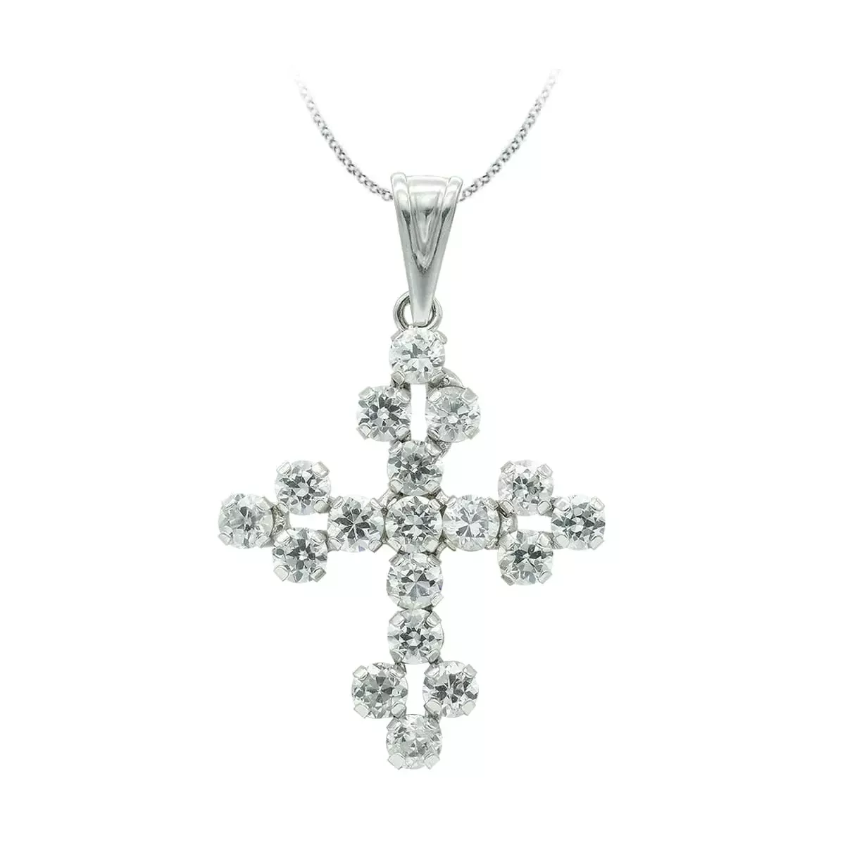 18K CRUZ ORO BLANCO CON CIRCONITA 25X20 MM 1