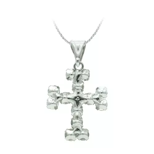 18K CRUZ ORO BLANCO CON CIRCONITA 20X15 MM 1