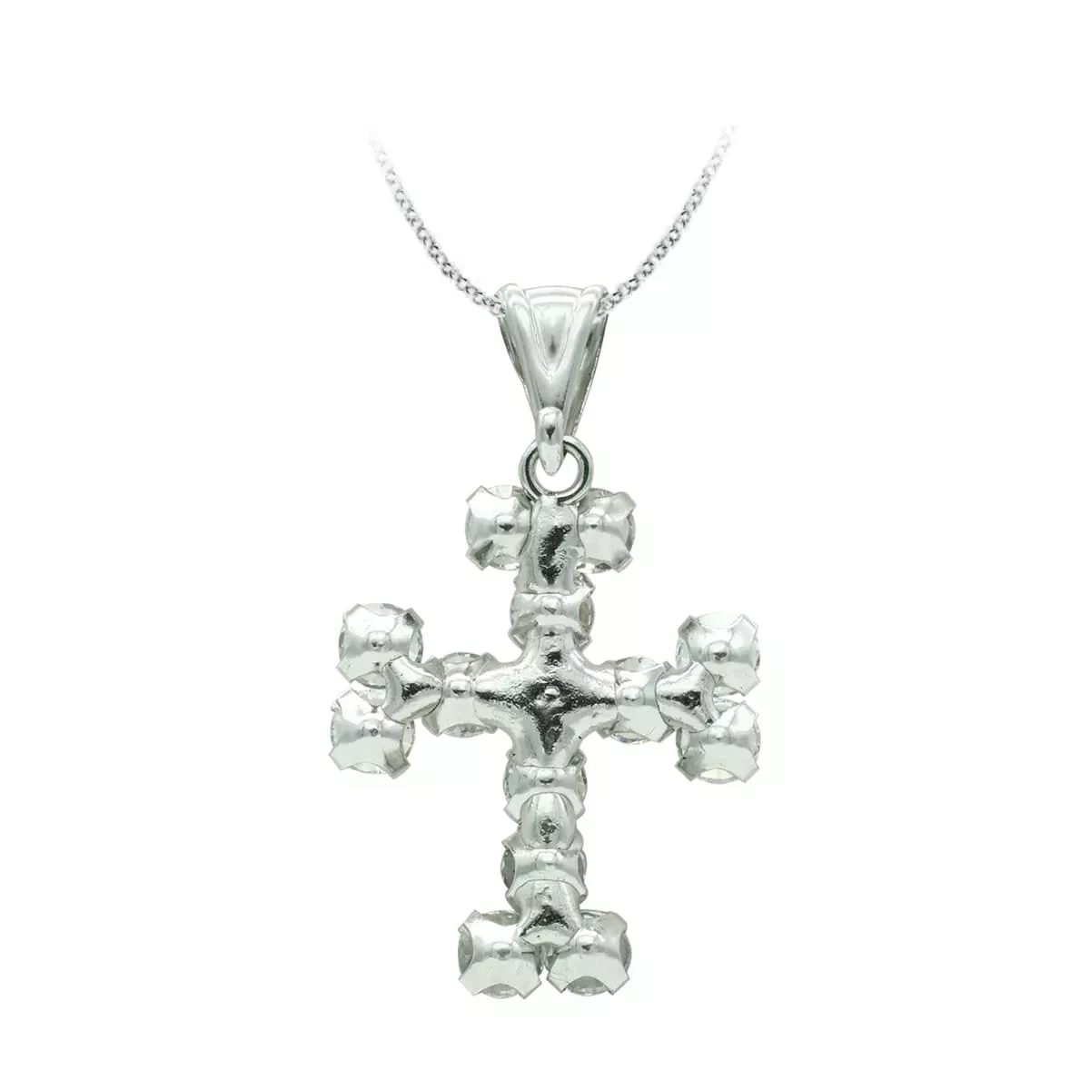 18K CRUZ ORO BLANCO CON CIRCONITA 20X15 MM 1