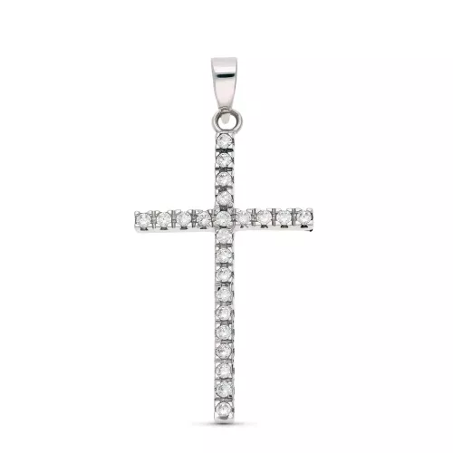 18K CRUZ ORO BLANCO CIRCONITA 31X17 MM 1