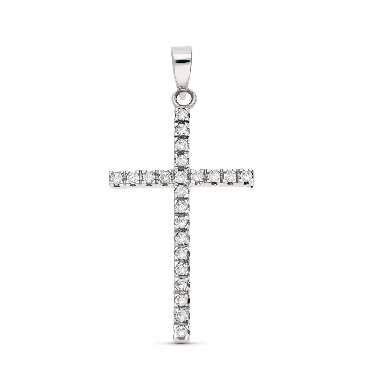 18K CRUZ ORO BLANCO CIRCONITA 31X17 MM 1