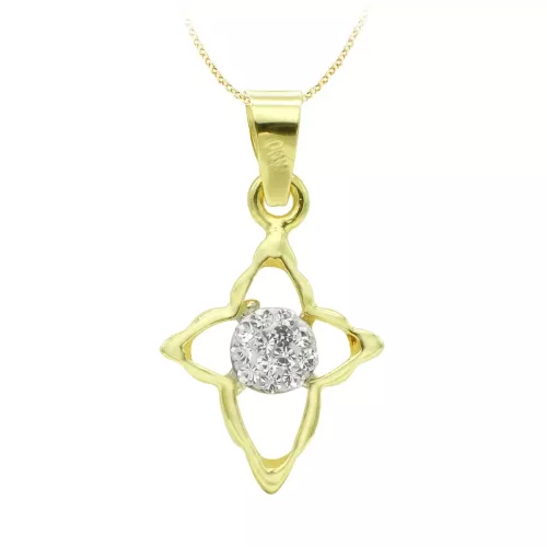 18K CRUZ ORO BICOLOR CIRCONITA 14X11 MM 0