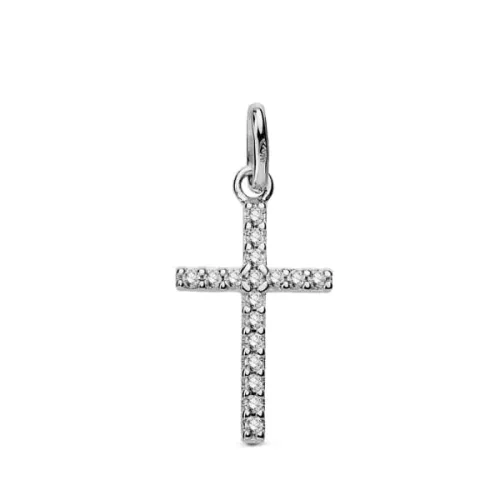 18K CRUZ ORO BLANCO CIRCONITA 18X10 MM 0