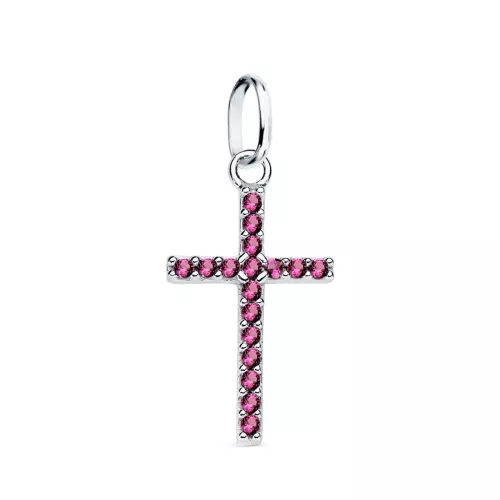 18K CRUZ ORO BLANCO CON CIRCONITA AMATISTAS. 16X10 MM 0