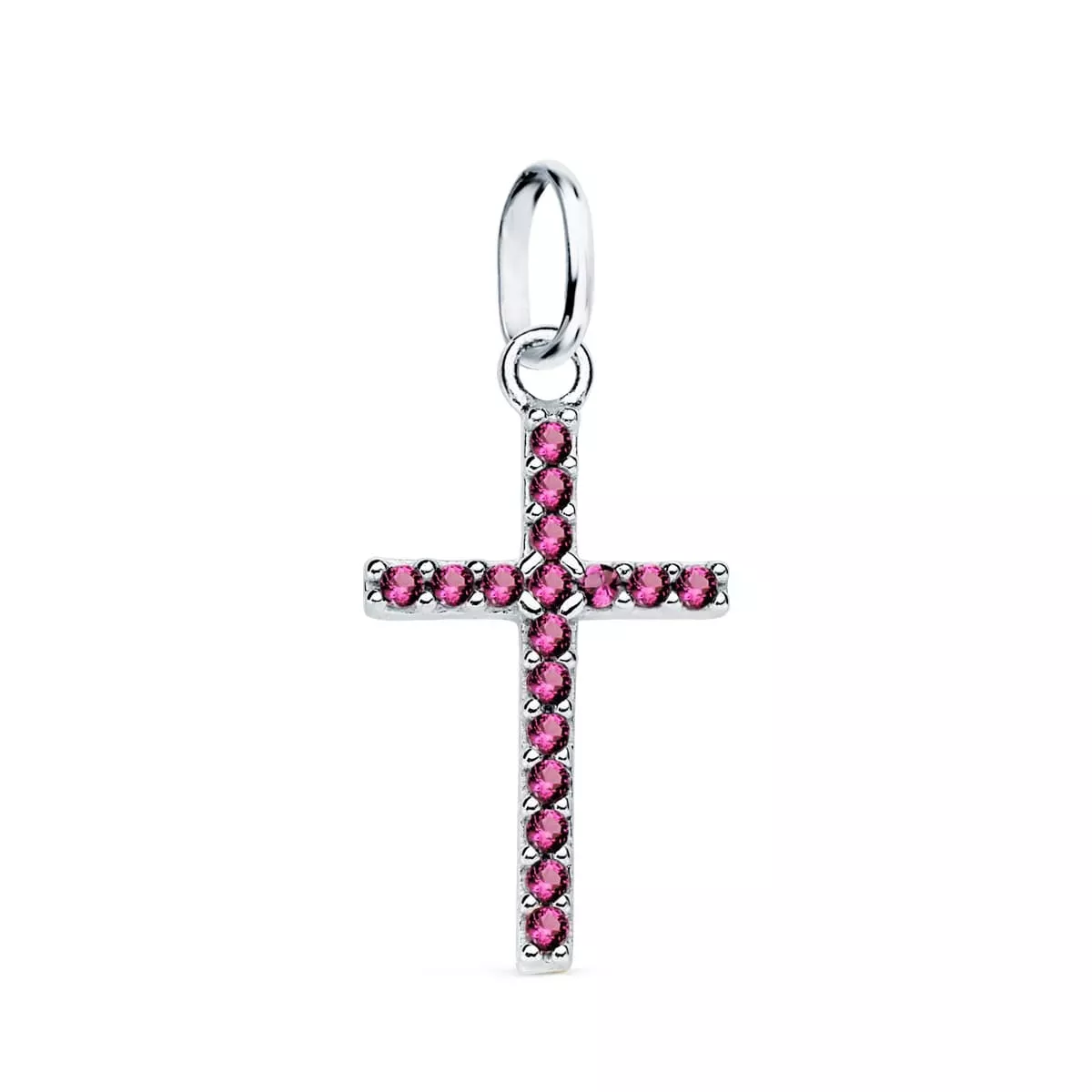 18K CRUZ ORO BLANCO CON CIRCONITA AMATISTAS. 16X10 MM 0