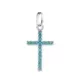 18K CRUZ ORO BLANCO CON PIEDRAS TURQUESAS. 16X10 MM 0