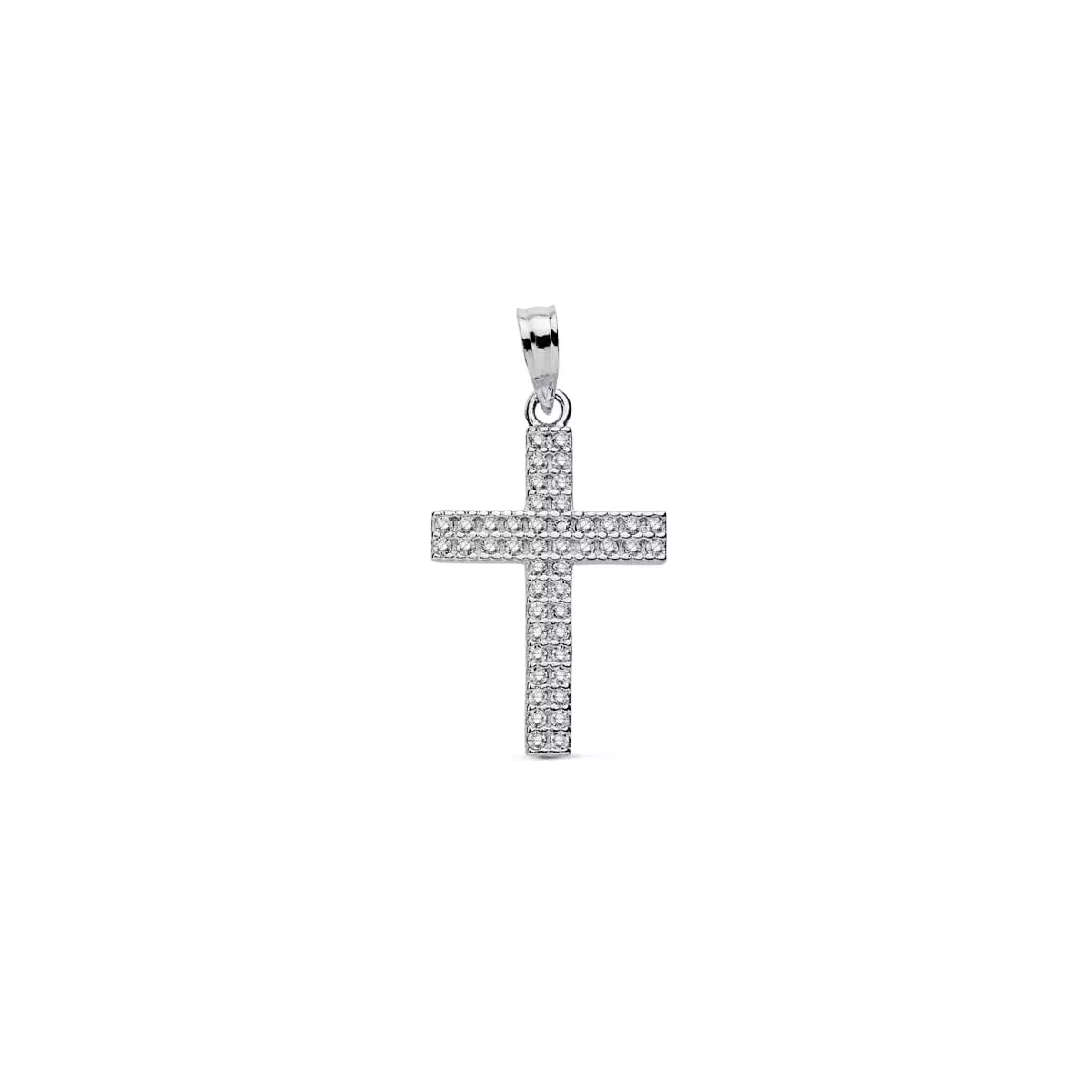 18K CRUZ ORO BLANCO CIRCONITA 24X15 MM 1