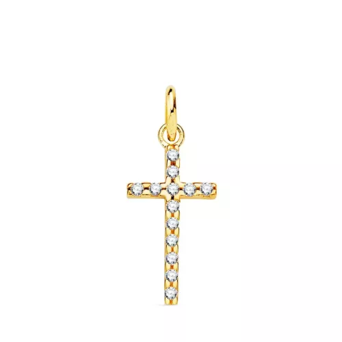 18K CRUZ ORO AMARILLO CIRCONITA 16X9 MM 0