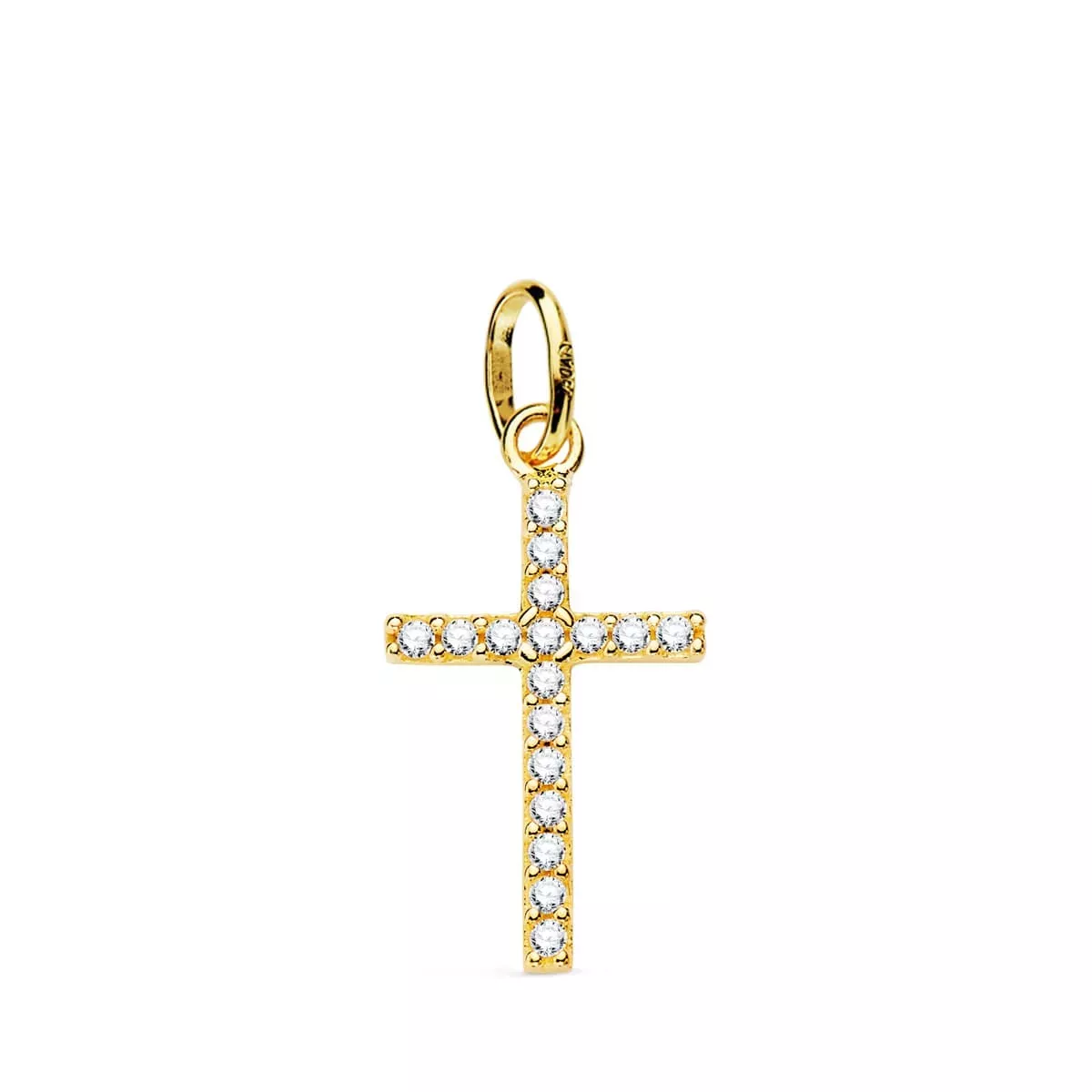 18K CRUZ ORO AMARILLO CON CIRCONITA BLANCAS. 18X10 MM 0