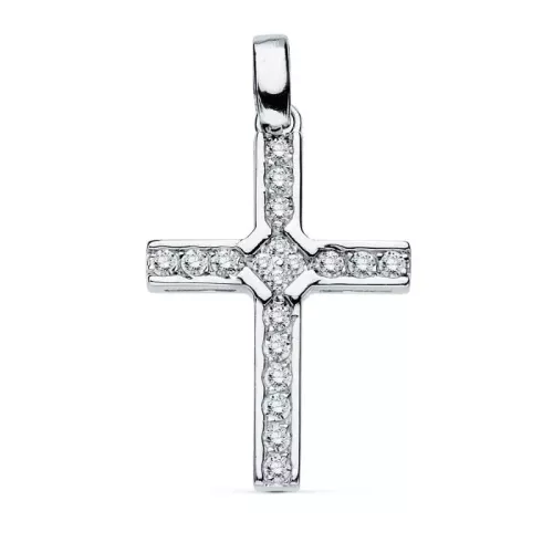 18K CRUZ ORO BLANCO CIRCONITA 20X14 MM 1