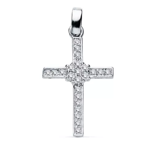 18K CRUZ ORO BLANCO CIRCONITA 19X13 MM 1