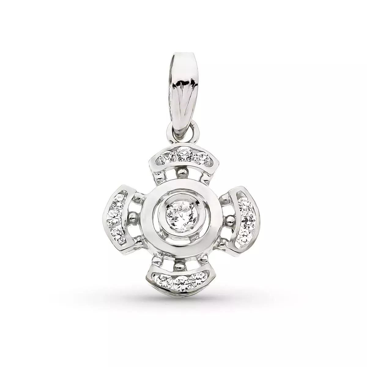 18K CRUZ ORO BLANCO CON CIRCONITA 19X16 MM 2