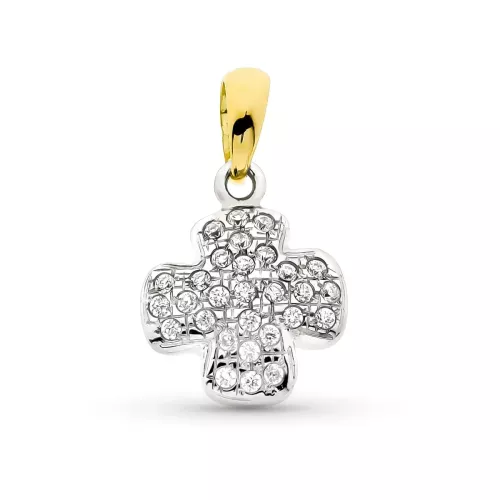 18K CRUZ ORO BICOLOR CIRCONITA 16X13 MM 2