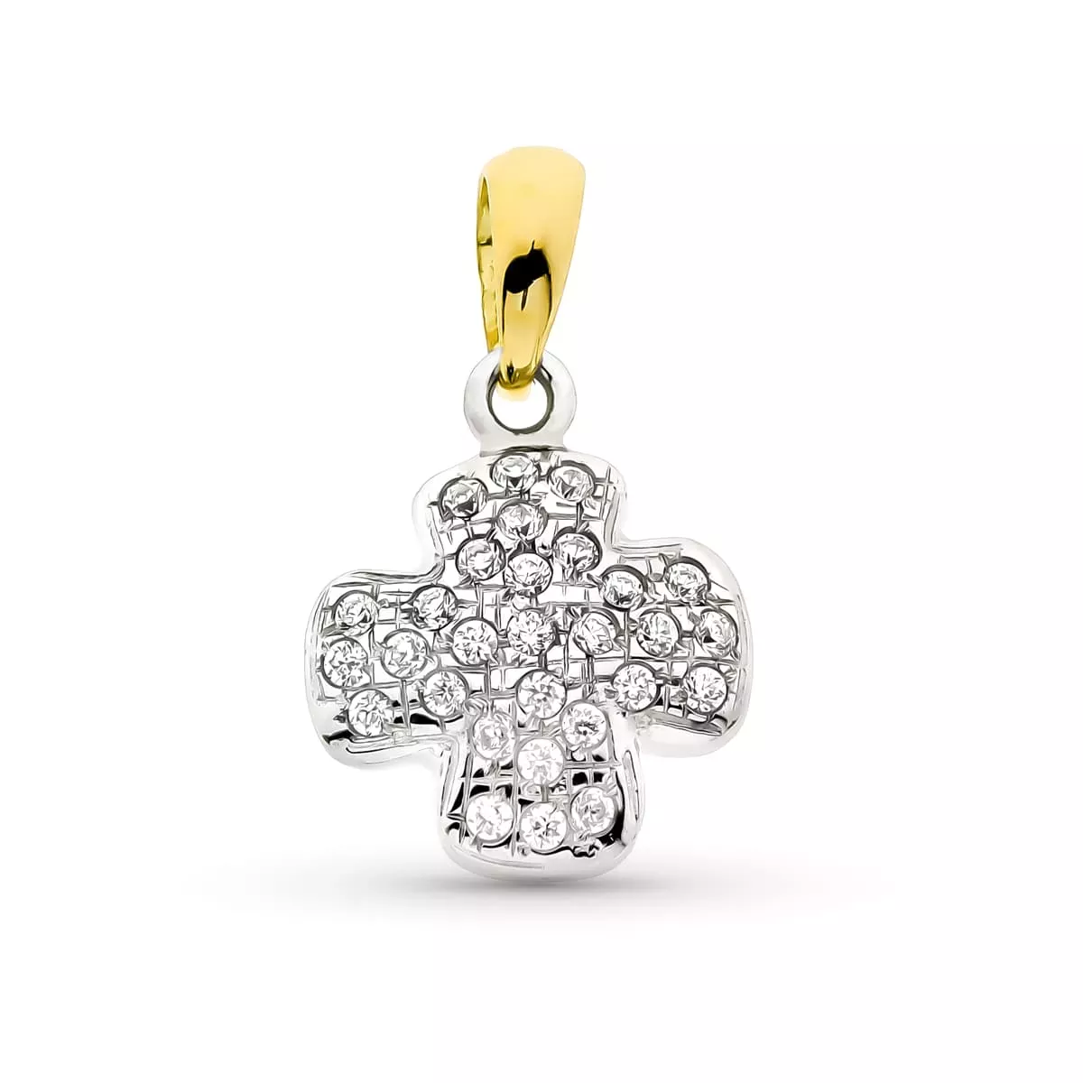 18K CRUZ ORO BICOLOR CIRCONITA 16X13 MM 2