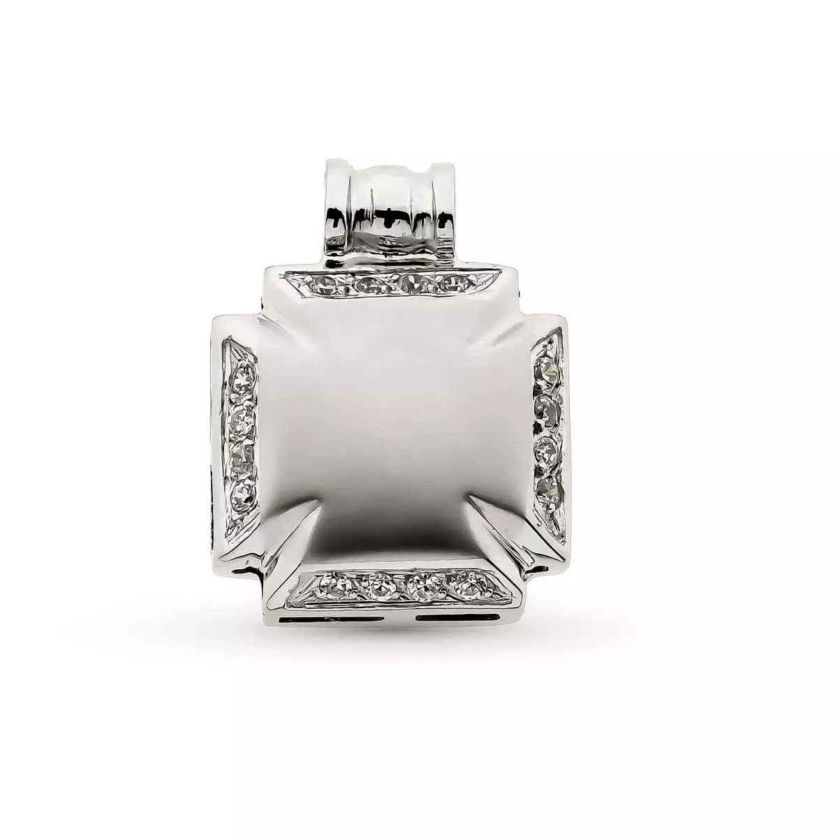 18K CRUZ ORO BLANCO HUECA CON CIRCONITA 16X12 MM 2