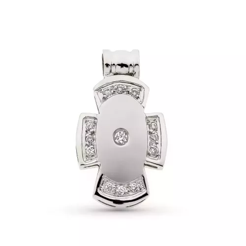 18K CRUZ HUECA ORO BLANCO CON CIRCONITA 21X12 MM 2