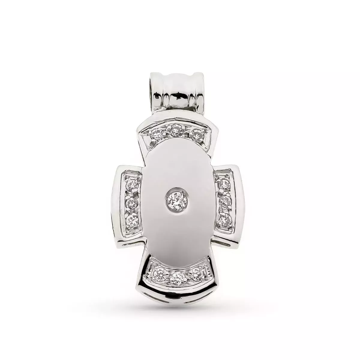 18K CRUZ HUECA ORO BLANCO CON CIRCONITA 21X12 MM 2