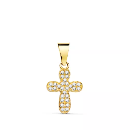 18K CRUZ ORO AMARILLO CON CIRCONITA BLANCAS. 14 X 9 MM 0