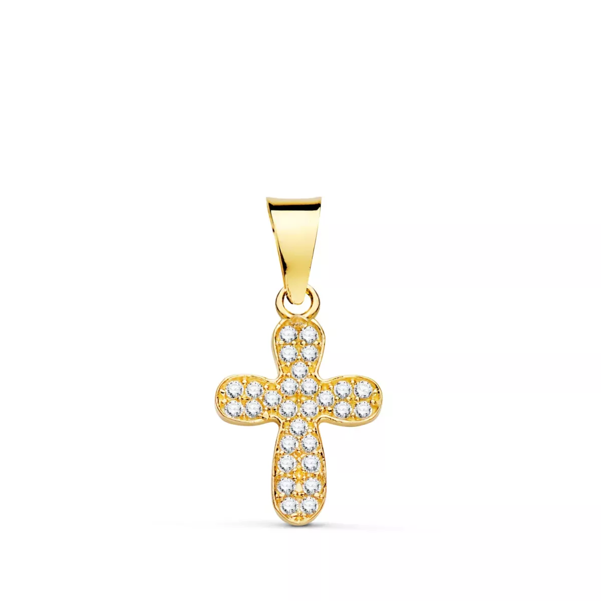 18K CRUZ ORO AMARILLO CON CIRCONITA BLANCAS. 14 X 9 MM 0