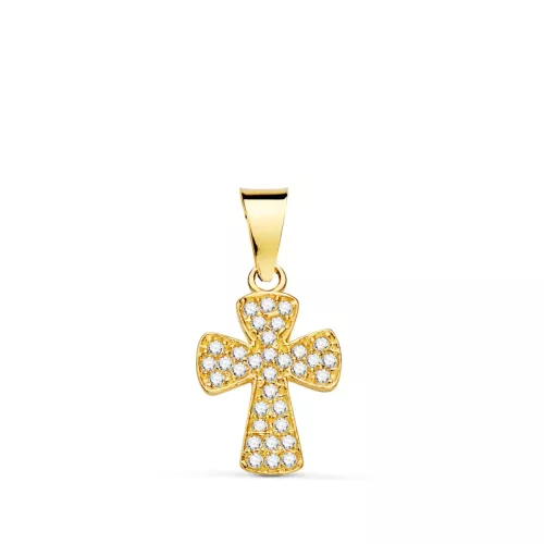 18K CRUZ ORO AMARILLO CON CIRCONITA BLANCAS. 14 X 9 MM 0