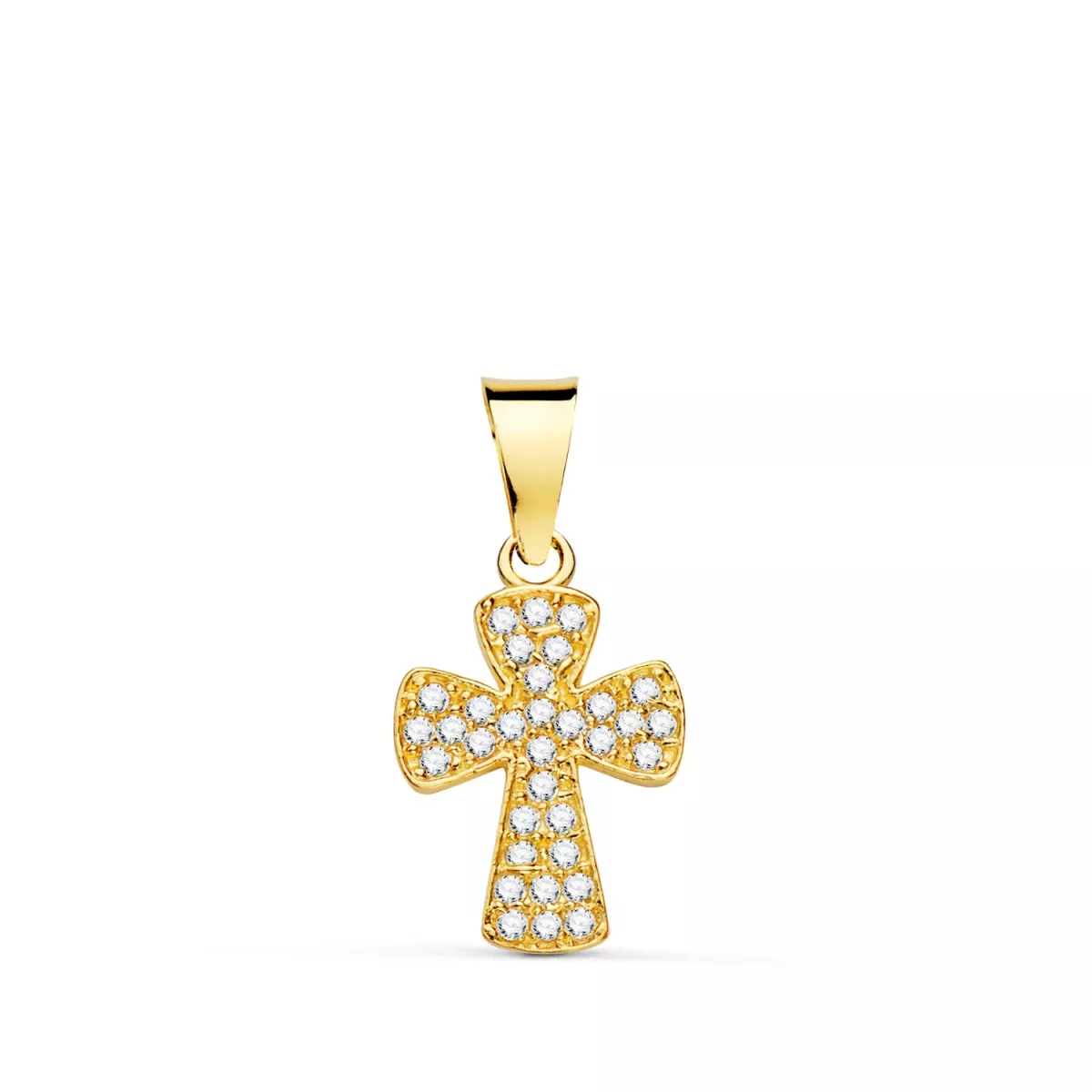 18K CRUZ ORO AMARILLO CON CIRCONITA BLANCAS. 14 X 9 MM 0