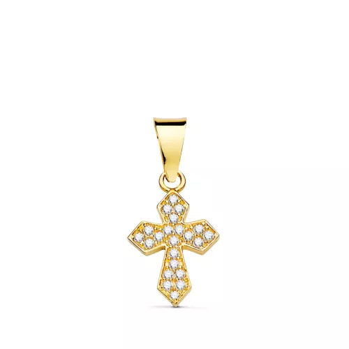 18K CRUZ ORO AMARILLO CON CIRCONITA BLANCAS. 14 X 9 MM 0