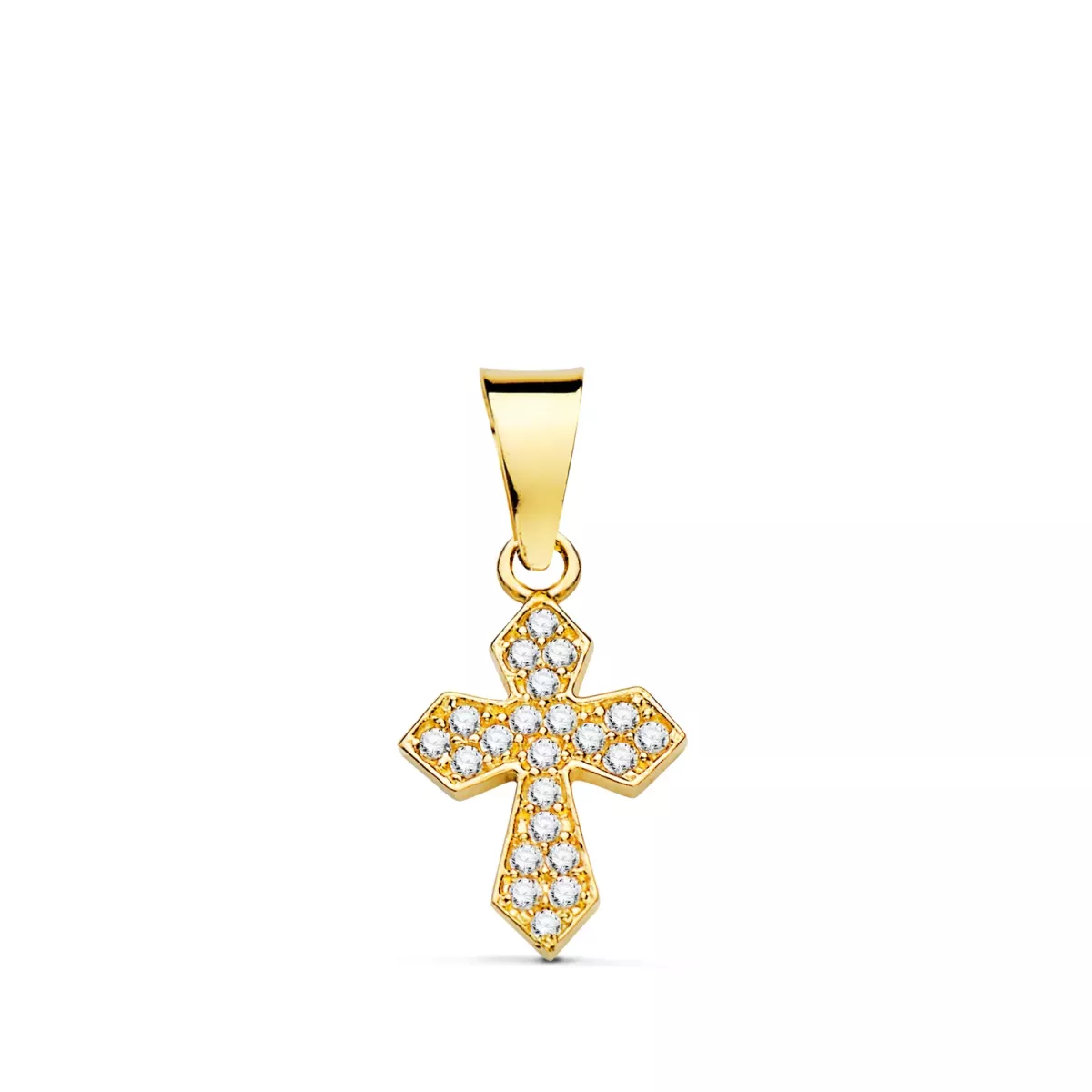 18K CRUZ ORO AMARILLO CON CIRCONITA BLANCAS. 14 X 9 MM 0
