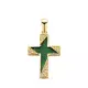 18K CRUZ ORO AMARILLO MALAQUITA DETALLES CON CIRCONITAS. MEDIDA: 19 X 12