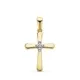 18K CRUZ ORO BICOLOR CON PARTE CENTRAL DE CIRCONITAS. MEDIDA: 18
