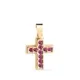 18K CRUZ ORO AMARILLO CON CIRCONITAS ROJAS. MEDIDA: 13