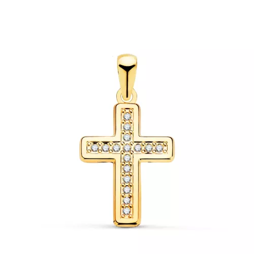 18K CRUZ ORO AMARILLO CON CIRCONITA 19 X 13 MM 0,48gr