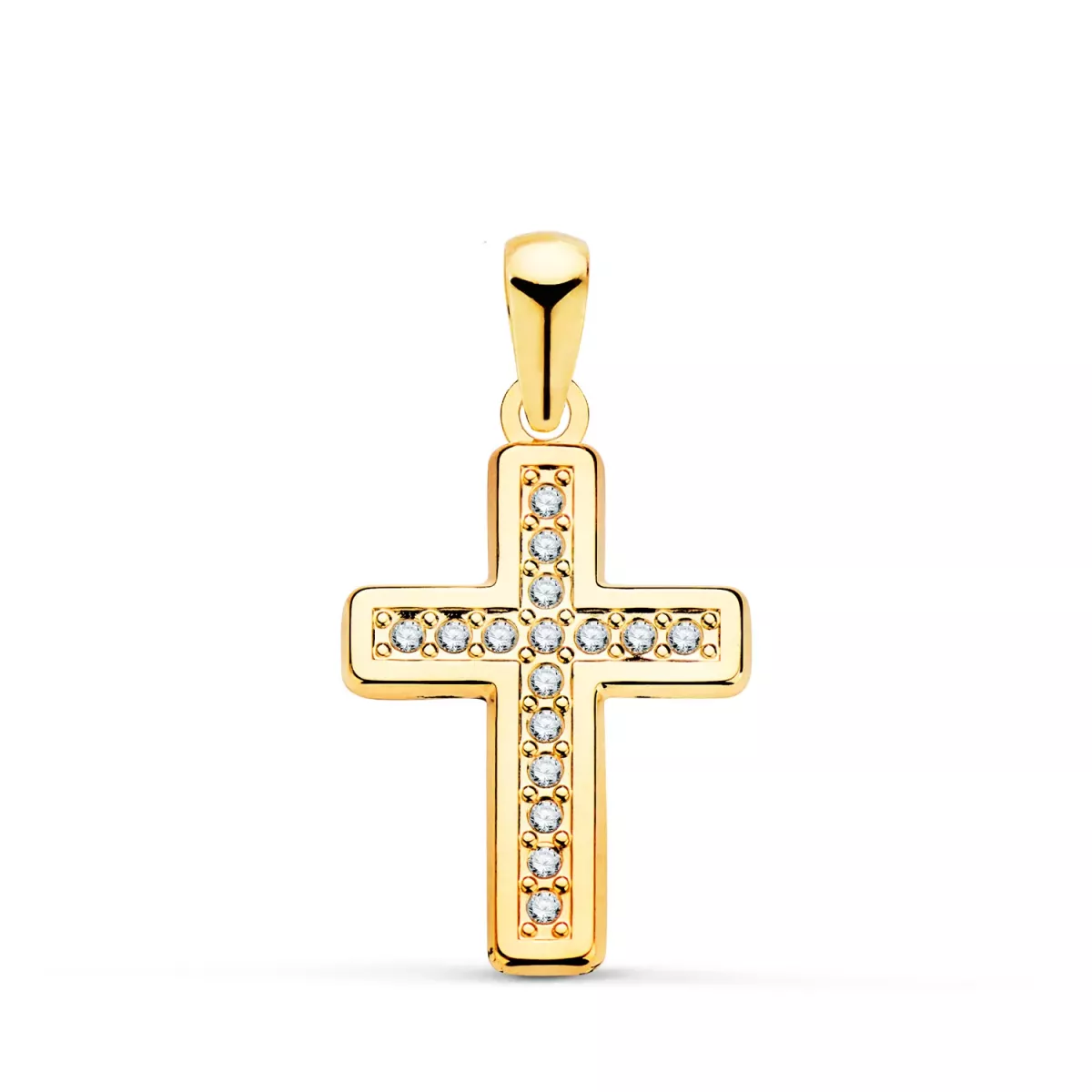 18K CRUZ ORO AMARILLO CON CIRCONITA 19 X 13 MM 0