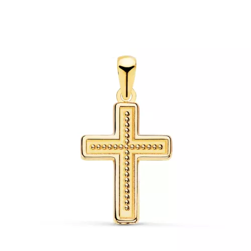 18K CRUZ ORO AMARILLO CON INTERIOR DE BOLITAS. 19 X 13 MM 0,53gr
