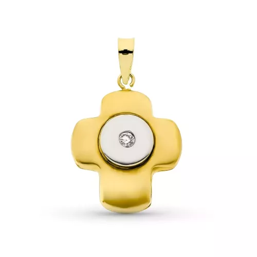 18K CRUZ ORO BICOLOR CIRCONITA 21X16 MM 2,10gr