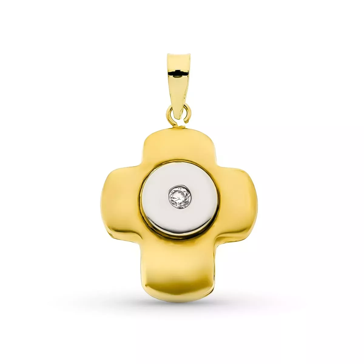 18K CRUZ ORO BICOLOR CIRCONITA 21X16 MM 2