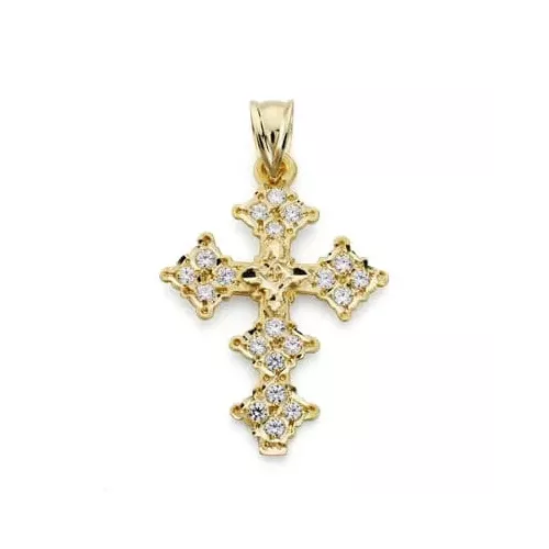 18K CRUZ ORO AMARILLO CANJAYAR CIRCONITA 31X22 MM 2,31gr
