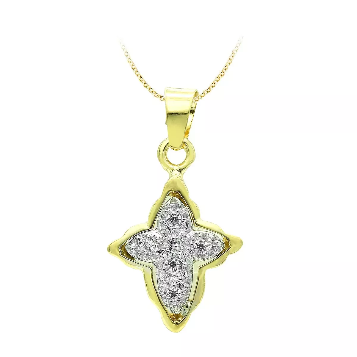 18K CRUZ ORO BICOLOR CIRCONITA 16X11 MM 1