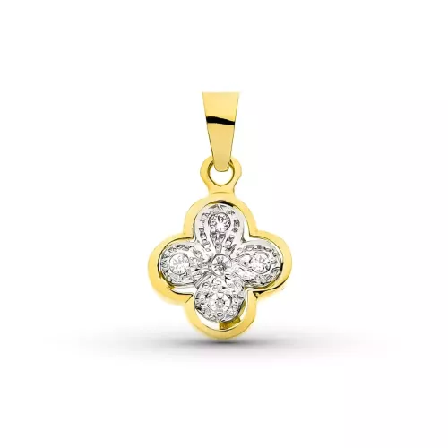 18K CRUZ ORO BICOLOR CON CIRCONITA 14X11 MM 1