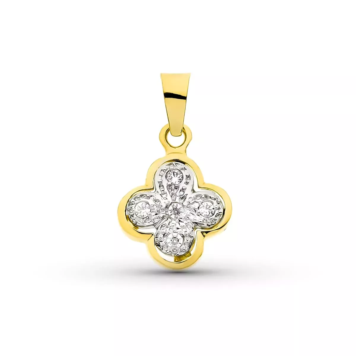 18K CRUZ ORO BICOLOR CON CIRCONITA 14X11 MM 1