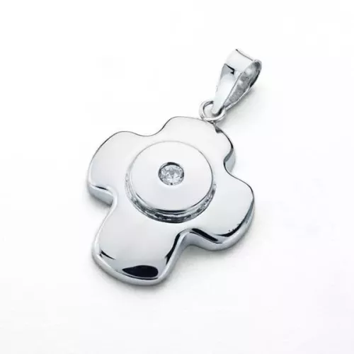 18K CRUZ ORO BLANCO CIRCONITA 21X16 MM 1