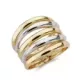 9K SORTIJA ORO BICOLOR CINCO BANDAS EN BRILLO. ANCHO: 17