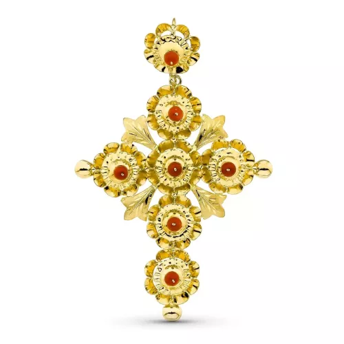 18K CRUZ ORO AMARILLO MANTILLA ARQUILLOS. 71X47 MM 8