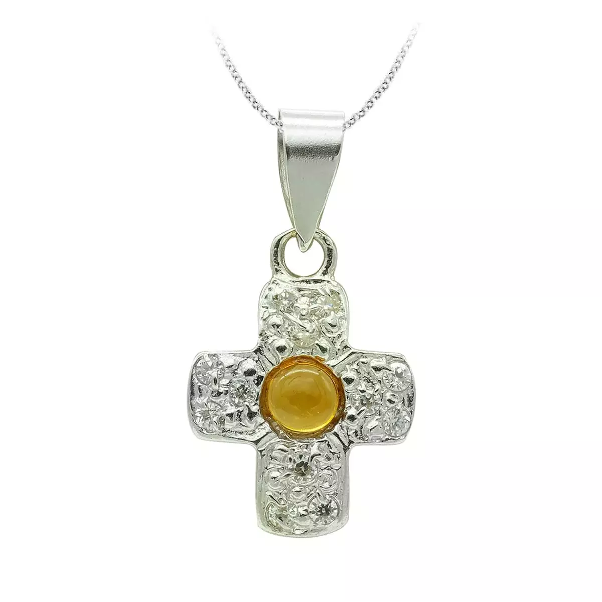 18K CRUZ ORO BLANCO CON CIRCONITA 14X10 MM 0