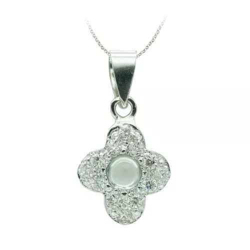 18K CRUZ ORO BLANCO CON CIRCONITA 14X10 MM 0