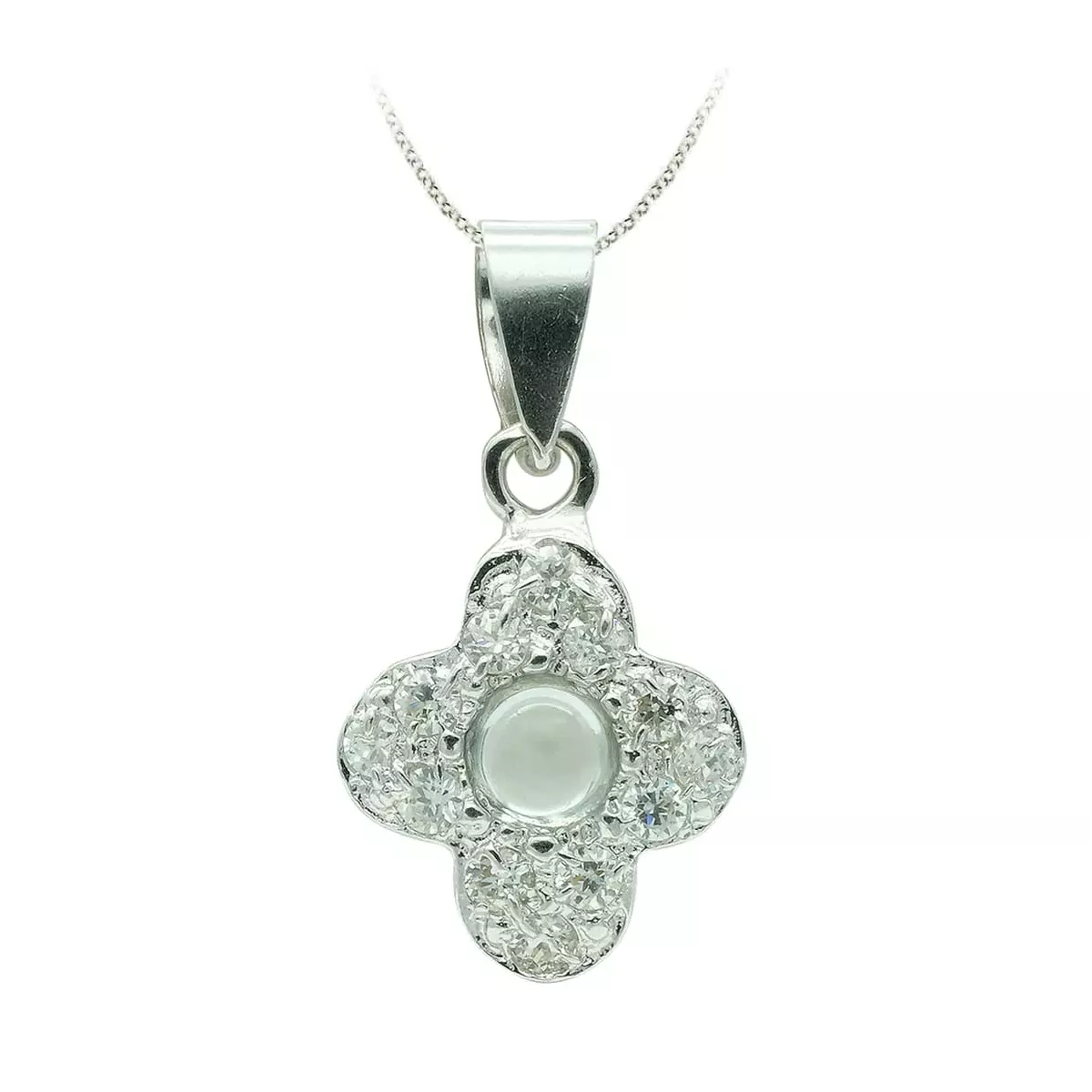 18K CRUZ ORO BLANCO CON CIRCONITA 14X10 MM 0