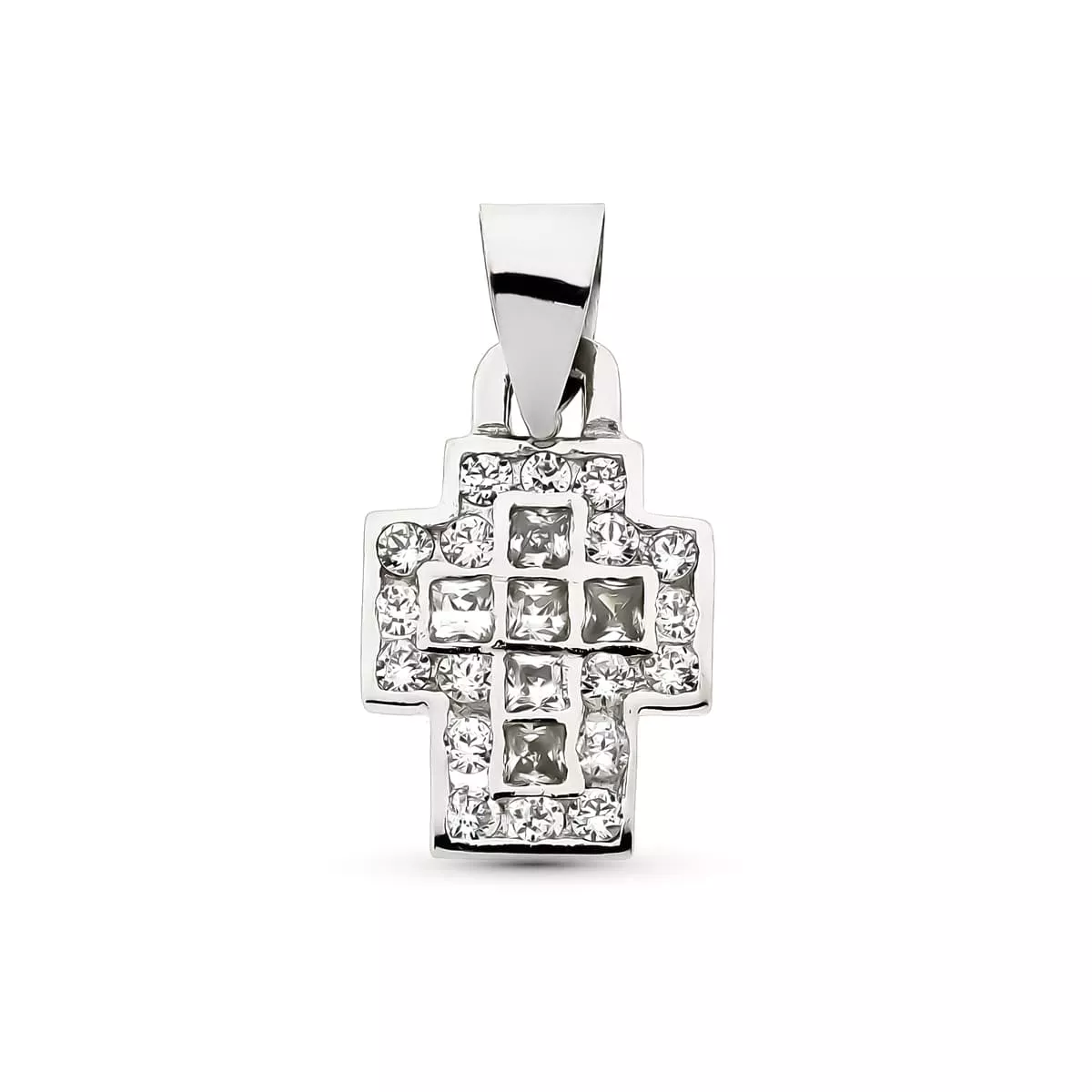 18K CRUZ ORO BLANCO CON 24CIRCONITA 17X11 MM 1