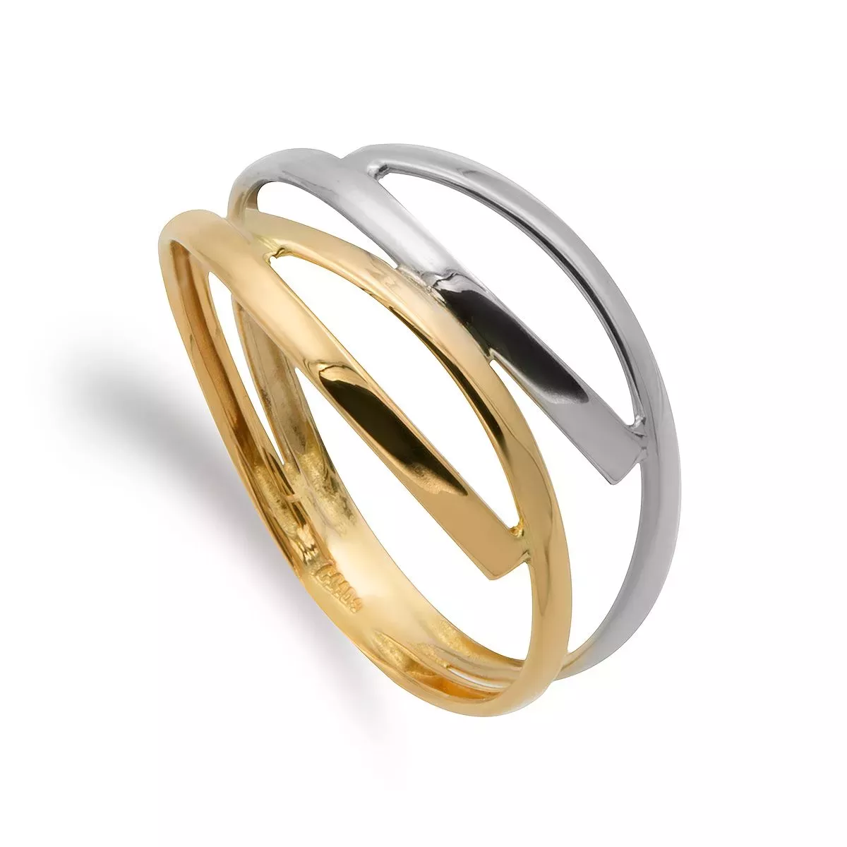 9K SORTIJA ORO BICOLOR DOBLE CUERPO CALADO BANDAS. ANCHO: 9 MM 1